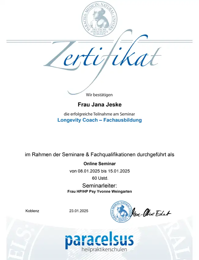 Zertifikat Longevity Coach - Fachausbildung