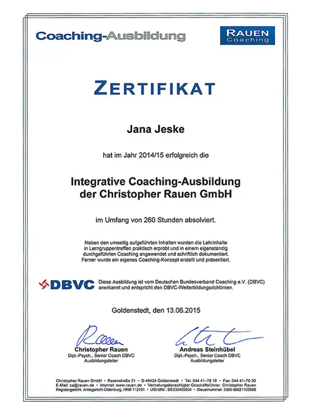 Zertifikat Coaching